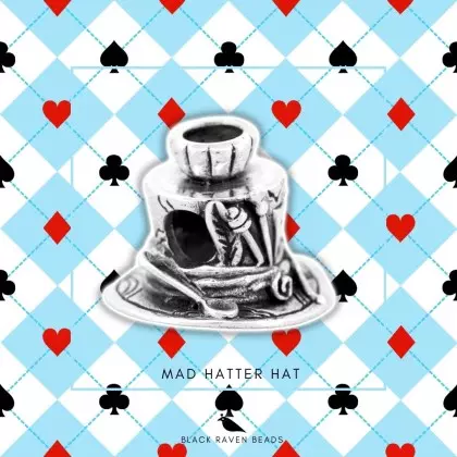 Mad hatters hat wonderland Charm Bead