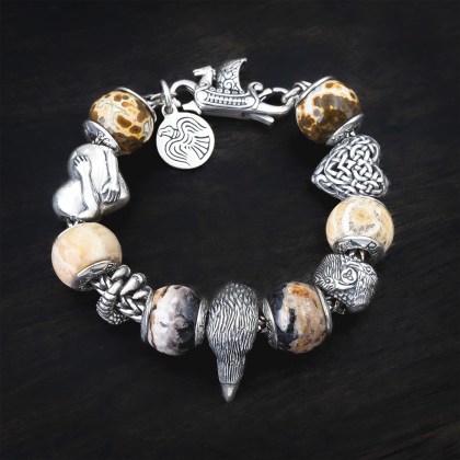 Charm Beads Bracelet Raven and Viking