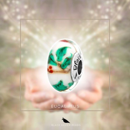 Eucalyptus glass charm bead 